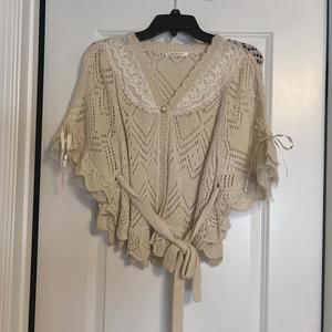 Axes Femme Japan Beige Cream Beige Lace Knit Cape Poncho Top